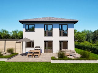 Massivhaus Entwurf CL131 von FAVORIT Massivhaus, Stadtvilla Außenansicht 4