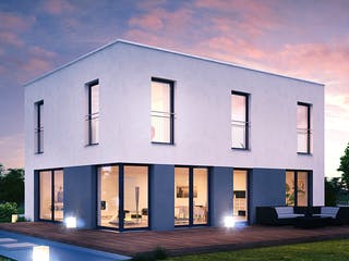 Massivhaus ICON 3+ von Dennert Massivhaus Ausbauhaus ab 157700€, Satteldach-Klassiker Außenansicht 2