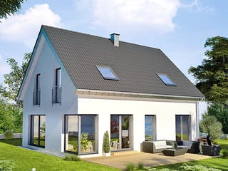 Massivhaus ICON 3+ von Dennert Massivhaus Ausbauhaus ab 157700€, Satteldach-Klassiker Außenansicht 1