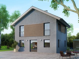 Massivhaus ICON 3 von Dennert Massivhaus Ausbauhaus ab 144200€, Satteldach-Klassiker Außenansicht 2