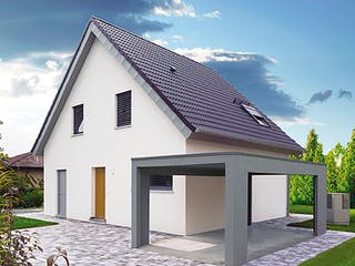 Massivhaus ICON 3 von Dennert Massivhaus Ausbauhaus ab 144200€, Satteldach-Klassiker Außenansicht 3