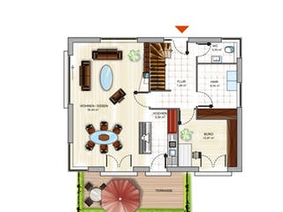 Massivhaus ICON 3+ von Dennert Massivhaus Ausbauhaus ab 157700€, Satteldach-Klassiker Grundriss 1