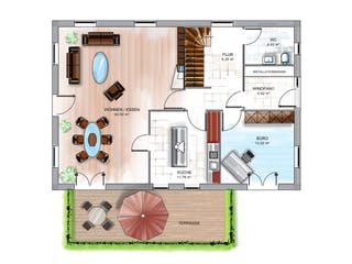 Massivhaus ICON 4 von Dennert Massivhaus Ausbauhaus ab 172700€, Satteldach-Klassiker Grundriss 1