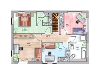 Massivhaus ICON 4 von Dennert Massivhaus Ausbauhaus ab 172700€, Satteldach-Klassiker Grundriss 2
