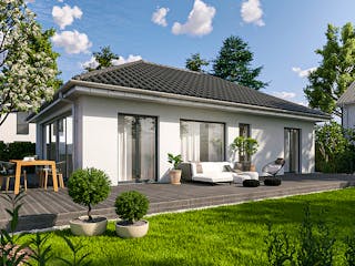 Massivhaus ICON Bungalow von Dennert Massivhaus Ausbauhaus ab 235530€, Bungalow Außenansicht 1