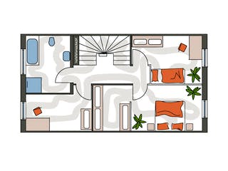 Massivhaus ICON S Reihenhaus mit Satteldach von Dennert Massivhaus - Mehrfamilien-, Reihen- & Doppelhaus, Grundriss 2