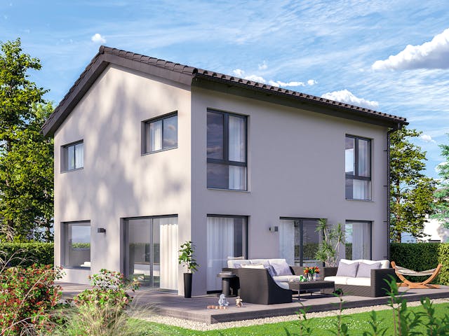 Massivhaus ICON S 3.02 CITY von Dennert Massivhaus Schlüsselfertig ab 237850€, Satteldach-Klassiker Außenansicht 1