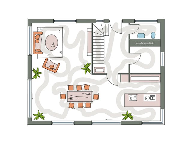 Massivhaus ICON S 3+ CITY von Dennert Massivhaus Schlüsselfertig ab 273850€, Satteldach-Klassiker Grundriss 1