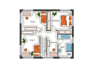 Massivhaus ICON S 3.02 CITY von Dennert Massivhaus Schlüsselfertig ab 219995€, Satteldach-Klassiker Grundriss 2