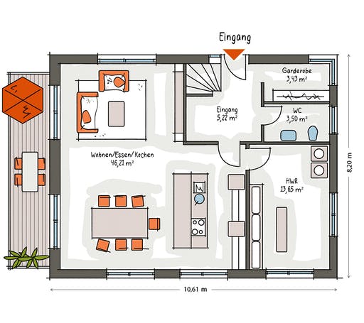 Massivhaus ICON 3.25 Aktionshaus von Dennert Massivhaus Schlüsselfertig ab 299800€, Satteldach-Klassiker Grundriss 1