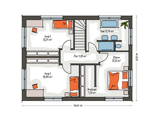 Massivhaus ICON 3.25 Aktionshaus von Dennert Massivhaus Schlüsselfertig ab 308800€, Satteldach-Klassiker Grundriss 2