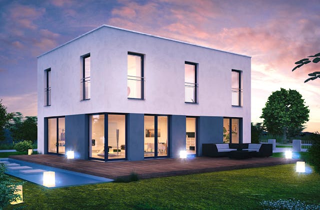 Massivhaus KfW 40 mit Flachdach von Dennert Massivhaus