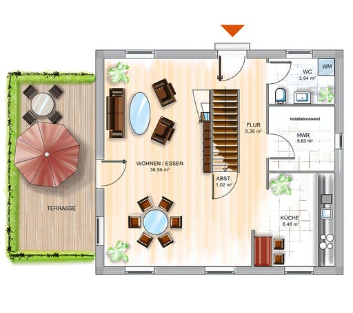 Dennert ICON 3 City mit Flachdach Floorplan 1