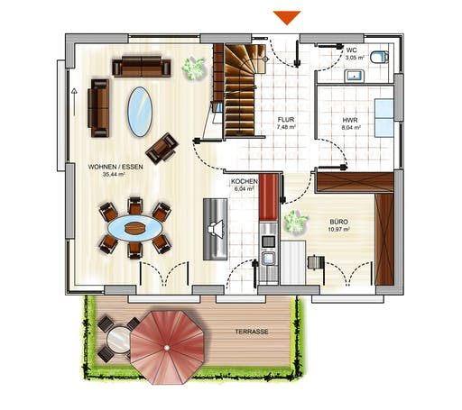 ICON 3+ City mit Flachdach Floorplan 1
