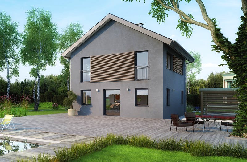 Massivhaus ICON 3 City mit Satteldach von Dennert Massivhaus Ausbauhaus ab 250800€, Satteldach-Klassiker Außenansicht 1