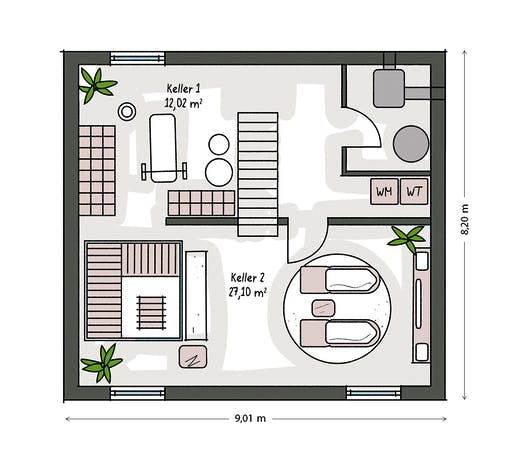 Massivhaus ICON 3 City mit Satteldach von Dennert Massivhaus Ausbauhaus ab 243400€, Satteldach-Klassiker Grundriss 3