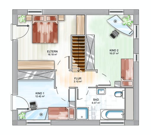 Dennert ICON 3 City mit Walmdach Floorplan 2