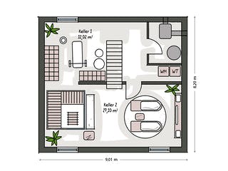 Massivhaus ICON 3 City mit Walmdach von Dennert Massivhaus Ausbauhaus ab 257200€, Stadtvilla Grundriss 3