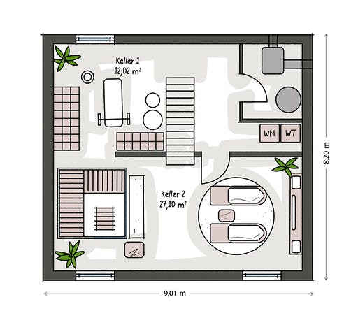 Massivhaus ICON 3 City mit Walmdach von Dennert Massivhaus Ausbauhaus ab 213700€, Stadtvilla Grundriss 3
