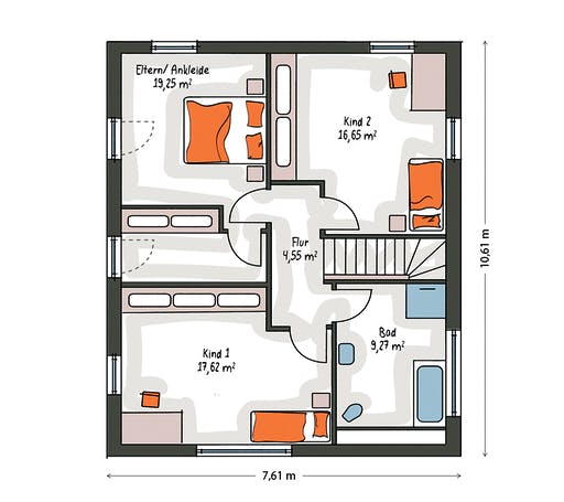 Massivhaus ICON 3+ City mit Flachdach von Dennert Massivhaus Ausbauhaus ab 267000€, Cubushaus Grundriss 2