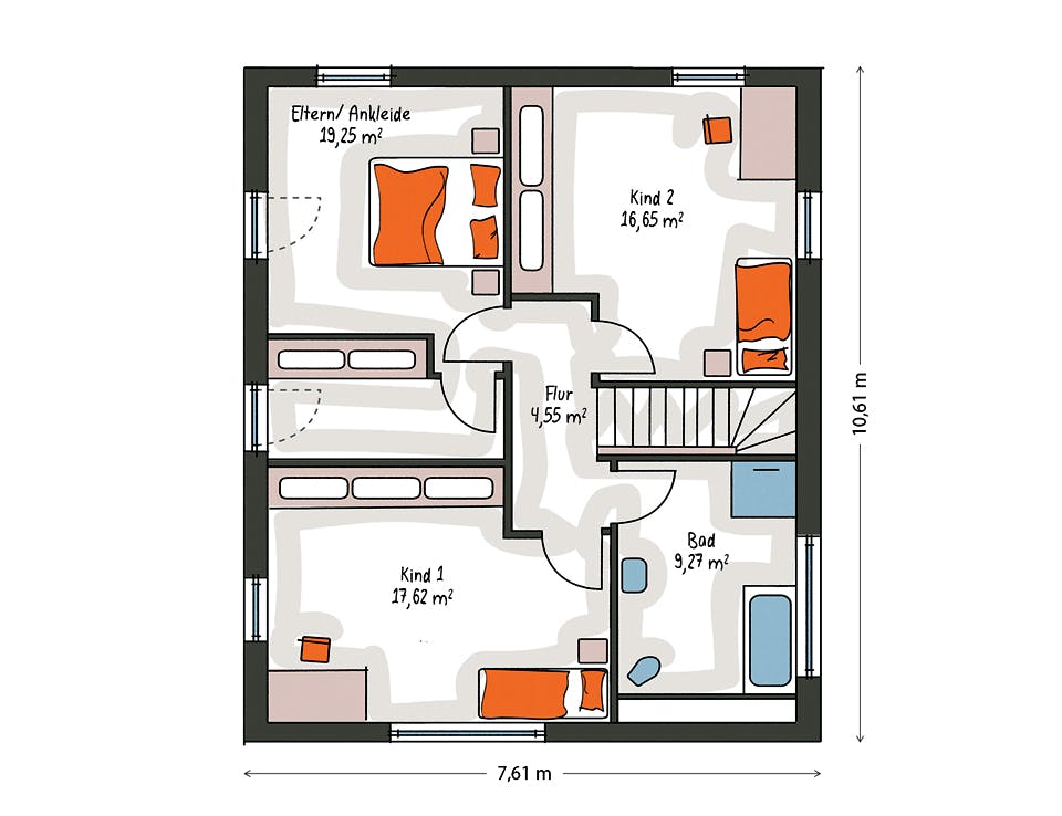 Massivhaus ICON 3+ City mit Flachdach von Dennert Massivhaus Ausbauhaus ab 275000€, Cubushaus Grundriss 2