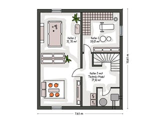 Massivhaus ICON 3+ City mit Flachdach von Dennert Massivhaus Ausbauhaus ab 283200€, Cubushaus Grundriss 3