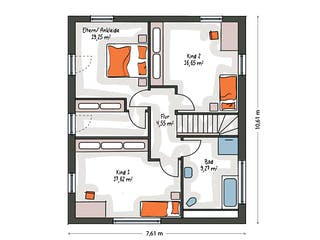 Massivhaus ICON 3+ City mit Walmdach von Dennert Massivhaus Ausbauhaus ab 276000€, Stadtvilla Grundriss 2