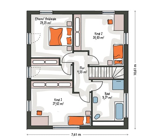 Massivhaus ICON 3+ City mit Walmdach von Dennert Massivhaus Ausbauhaus ab 232000€, Stadtvilla Grundriss 2