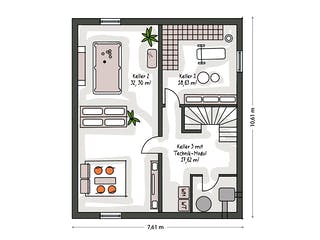 Massivhaus ICON 3+ City mit Walmdach von Dennert Massivhaus Ausbauhaus ab 276000€, Stadtvilla Grundriss 3