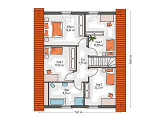 Massivhaus ICON 3+ mit Satteldach von Dennert Massivhaus Ausbauhaus ab 244300€, Satteldach-Klassiker Grundriss 2