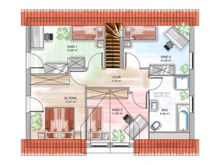 Massivhaus ICON 3+ mit Quergiebel von Dennert Massivhaus Ausbauhaus ab 261500€, Satteldach-Klassiker Grundriss 2