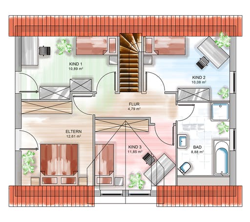 Massivhaus ICON 3+ mit Quergiebel von Dennert Massivhaus Ausbauhaus ab 246800€, Satteldach-Klassiker Grundriss 2