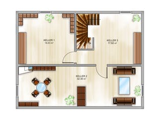 Massivhaus ICON 3+ mit Quergiebel von Dennert Massivhaus Ausbauhaus ab 261500€, Satteldach-Klassiker Grundriss 3