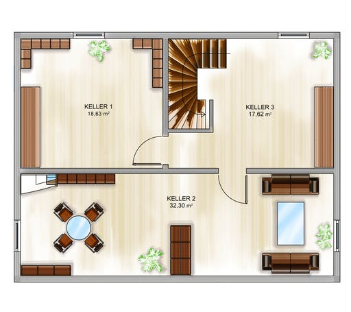 Massivhaus ICON 3+ mit Quergiebel von Dennert Massivhaus Ausbauhaus ab 246800€, Satteldach-Klassiker Grundriss 3