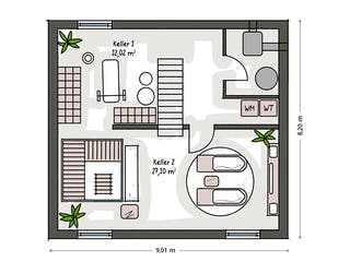 Massivhaus ICON 3 mit Quergiebel von Dennert Massivhaus Ausbauhaus ab 243800€, Satteldach-Klassiker Grundriss 3