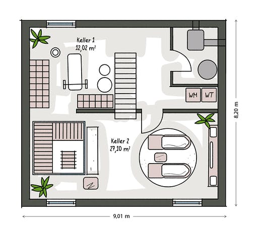 Massivhaus ICON 3 mit Quergiebel von Dennert Massivhaus Ausbauhaus ab 201500€, Satteldach-Klassiker Grundriss 3