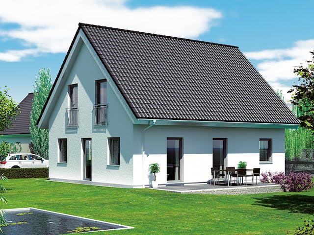 Massivhaus ICON 3+ mit Satteldach von Dennert Massivhaus Ausbauhaus ab 244300€, Satteldach-Klassiker Außenansicht 2