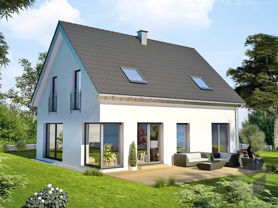 ICON 3+ mit Satteldach von Dennert Massivhaus Außenansicht