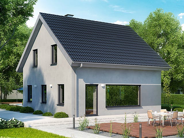 Massivhaus ICON 3 mit Satteldach von Dennert Massivhaus Ausbauhaus ab 226600€, Satteldach-Klassiker Außenansicht 3