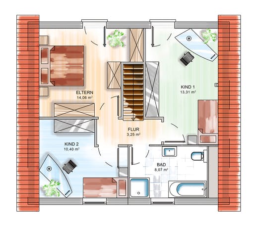 Dennert ICON 3+ mit Satteldach Floorplan 2