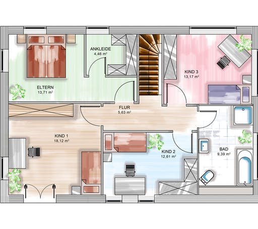 Dennert ICON 4 City mit Flachdach Floorplan 2