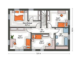 Massivhaus ICON 4 City mit Flachdach von Dennert Massivhaus Ausbauhaus ab 303100€, Cubushaus Grundriss 2