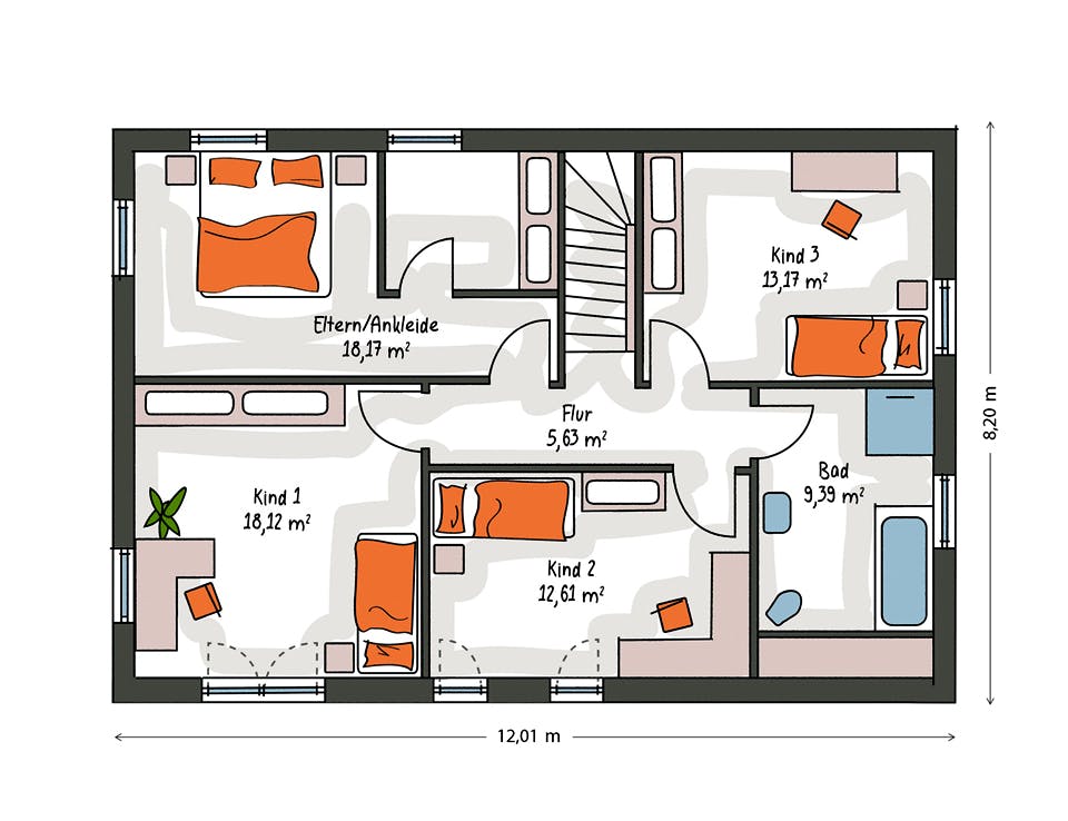Massivhaus ICON 4 City mit Flachdach von Dennert Massivhaus Ausbauhaus ab 258500€, Cubushaus Grundriss 2