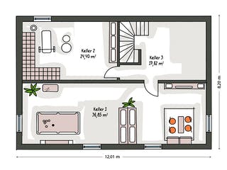 Massivhaus ICON 4 City mit Flachdach von Dennert Massivhaus Ausbauhaus ab 303100€, Cubushaus Grundriss 3