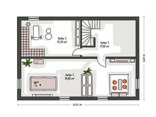 Massivhaus ICON 4 City mit Satteldach von Dennert Massivhaus Ausbauhaus ab 297000€, Satteldach-Klassiker Grundriss 3