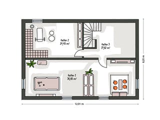 Massivhaus ICON 4 City mit Walmdach von Dennert Massivhaus Ausbauhaus ab 295900€, Stadtvilla Grundriss 3