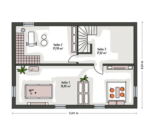 Massivhaus ICON 4 City mit Walmdach von Dennert Massivhaus Ausbauhaus ab 278800€, Stadtvilla Grundriss 3