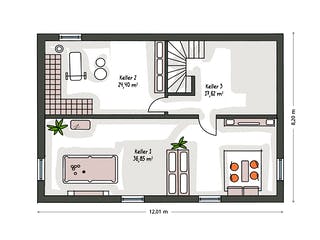 Massivhaus ICON 4 mit Quergiebel von Dennert Massivhaus Ausbauhaus ab 276800€, Satteldach-Klassiker Grundriss 3