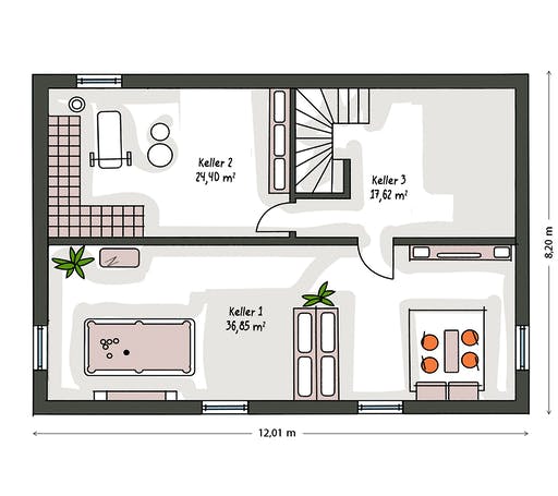 Massivhaus ICON 4 mit Quergiebel von Dennert Massivhaus Ausbauhaus ab 261400€, Satteldach-Klassiker Grundriss 3