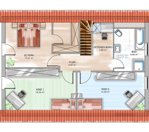 Dennert ICON 4 mit Satteldach Floorplan 2